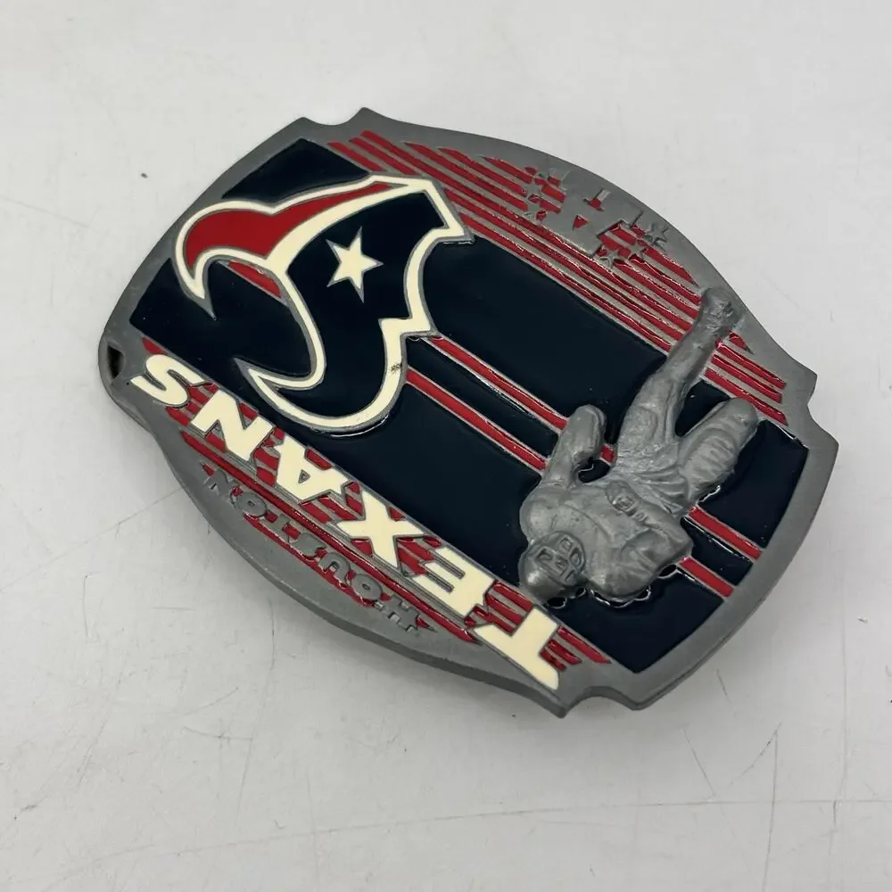 Houston Texans Belt Buckle Pewter Enamel 2008 Football Red White Blue